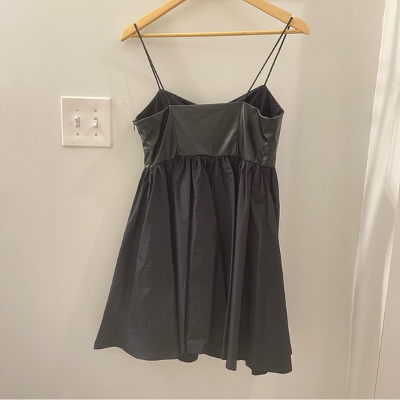 ZARA Sweetheart Neckline Black Faux Leather Combination Mini Dress - Picture 9 of 15